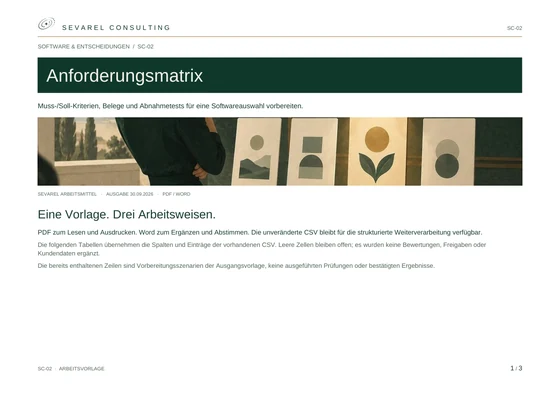 Titelseite: Anforderungsmatrix